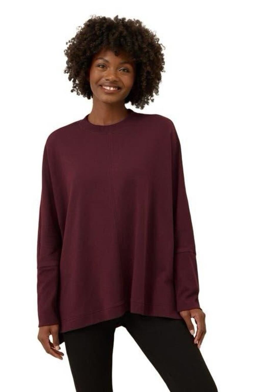 Pact Organic Cotton XS Airplane Long Sleeve Burgundy Boyfriend Sweater Oversized